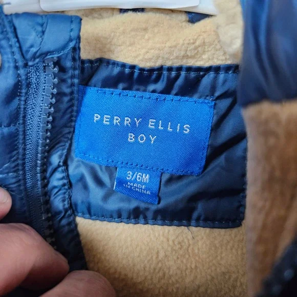 Quilted Hooded Baby Snowsuit Romper in Navy Blue - Picture 5 of 9